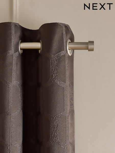 Eyelet Luxe Evie Geometric Jacquard Eyelet Curtains