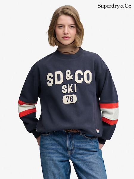 Navy Blue - Superdry Preppy Ski Sweatshirt