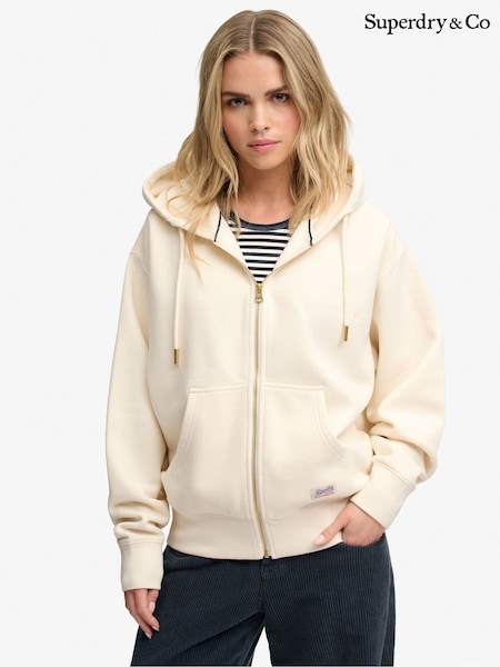 White - Superdry Luxe Casual Zip Hoodie