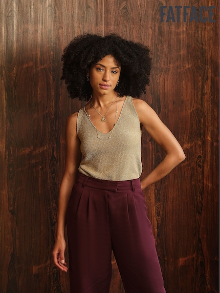Złoty metaliczny - Fatface Knit Vest Top