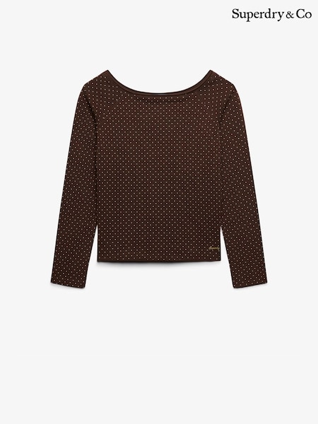 Brown - Superdry Bardot Off Shoulder Top