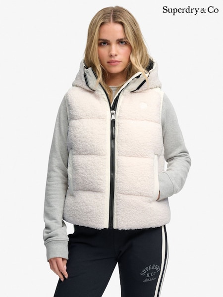 White - Superdry Borg Baffle Gilet