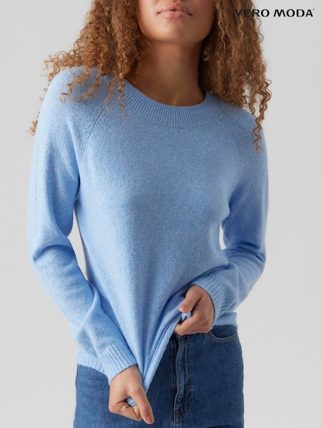 VERO MODA Blue Round Neck Soft Touch Cosy Knitted Jumper (Y39007) | AED146