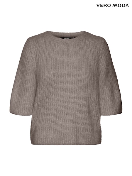 VERO MODA Grey Short Sleeve Round Neck Jumper (Y39008) | AED163