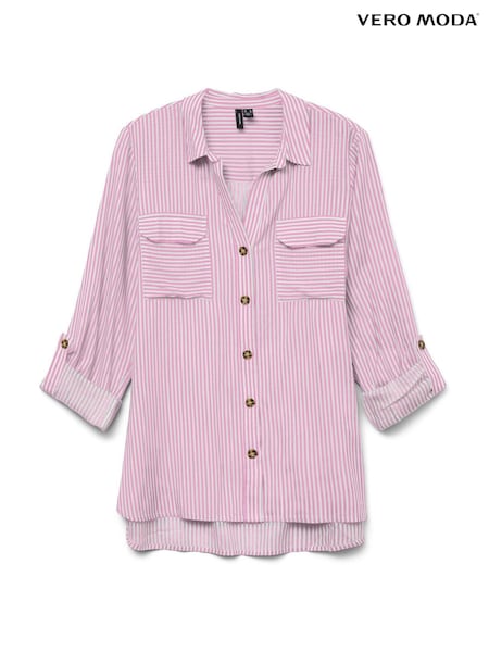 VERO MODA Pink Button Through Open Neck Shirt (Y39010) | $54