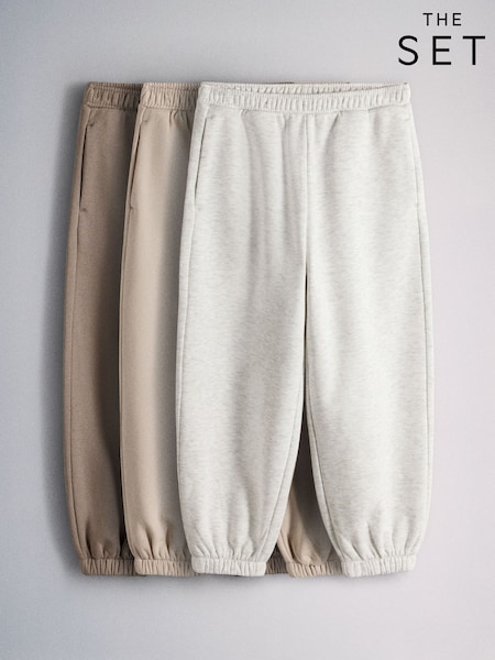 Grey Marl/Light Brown/Brown - The Set 3 Pack Cuffed Joggers