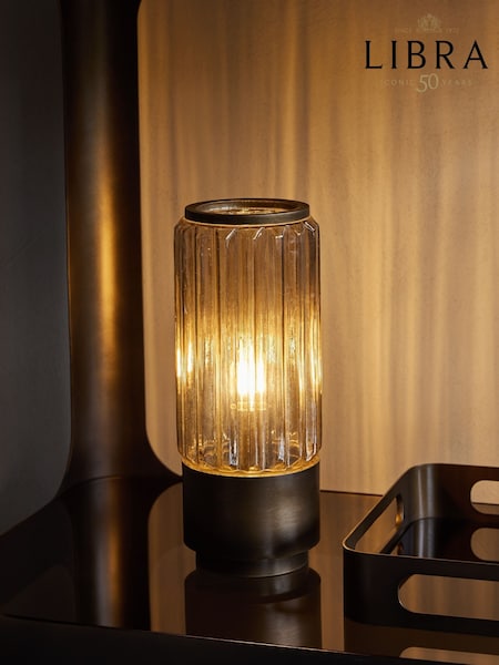 Libra Interiors Brown Eleanor Uplighter Large Glass Table (Y39216) | €206