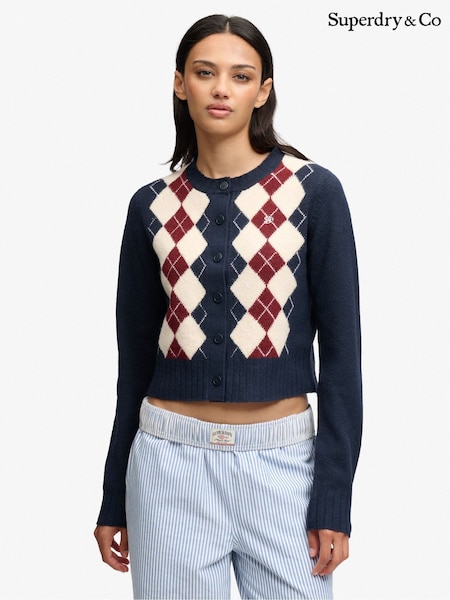 Blue - Superdry Argyle Cardigan