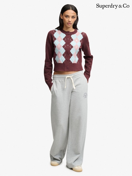 Purple - Superdry Argyle Cardigan