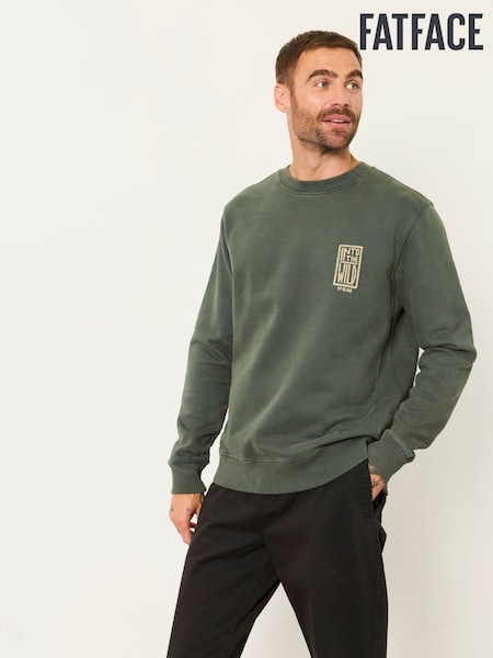 Tamsiai žalia - Regular Fatface Hayle Into The Wild Graphic Crew Sweat Top