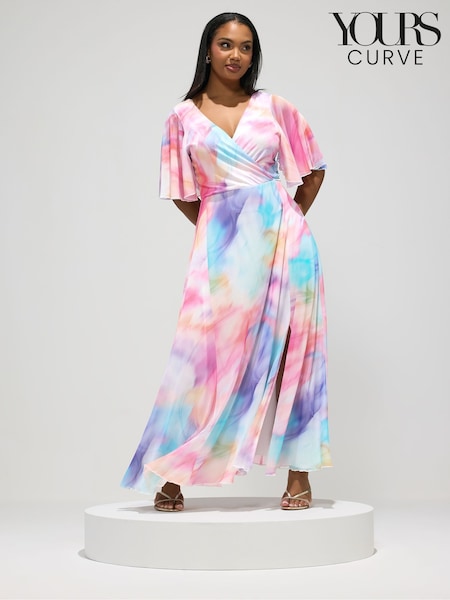 Yours Curve London Blurred Mesh Wrap Maxi Dress (Y39531) | kr1 099