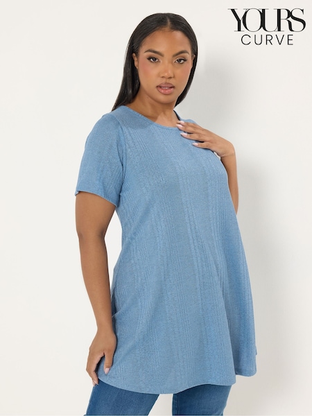 Yours Curve Blue Soft Touch Ribbed Swing Top (Y39552) | $55