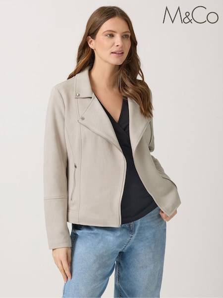 M&Co Natural Suede Biker Jacket (Y39570) | AED349
