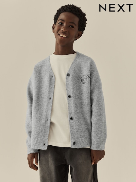 灰色 - 針織外套（3-16 歲）