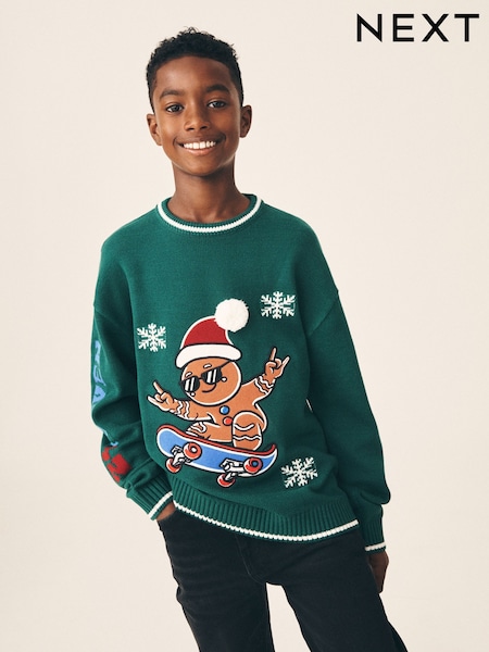 Green/White - Christmas Jumper (3mths-16yrs)