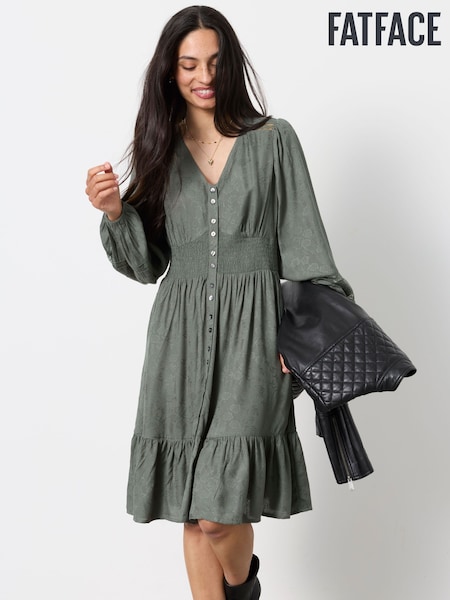 Olive Green - Fatface Jacquard Mini Dress