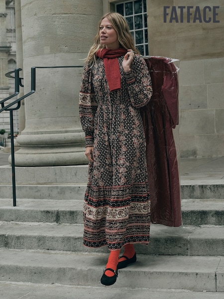 Schwarz/rot mit Blumenmuster - Fatface Maxikleid