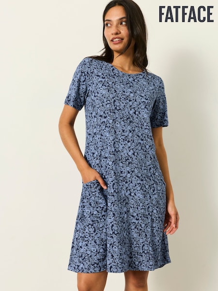 Blue 2 Tone Floral - Fatface Floral Jersey Dress