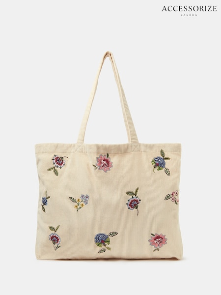 Accessorize Floral Embroidered Corduroy Shopper Bag (Y40537) | 160 zł