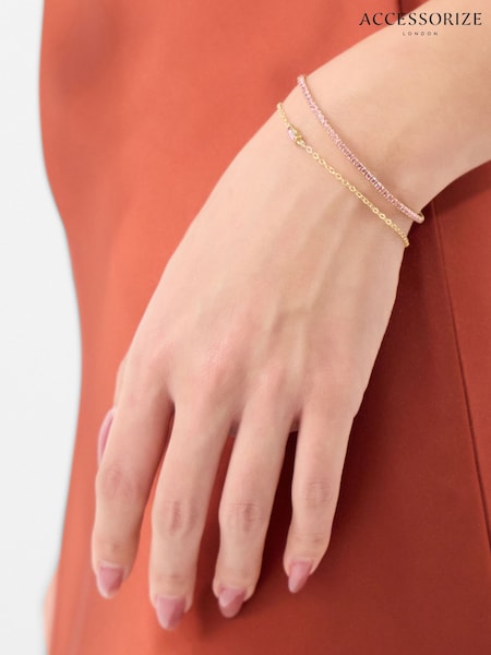 Accessorize 14ct Gold-Plated Gemstone Bracelets 2 Pack (Y40540) | $60