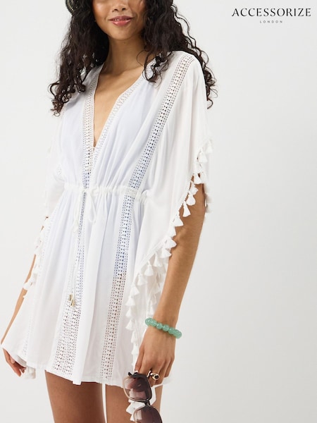 Accessorize White Tassel Trim Mini Kaftan (Y40542) | 7,850 RSD