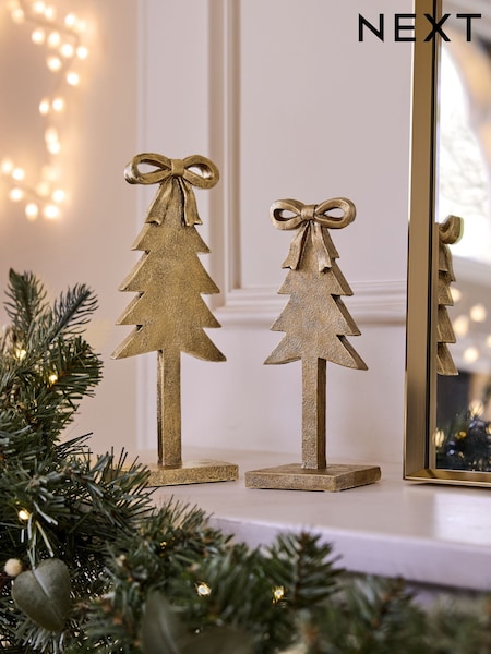 Set Of 2 Bow Tree Ornaments