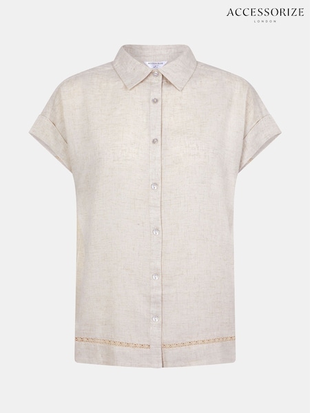 Accessorize Lace Trim Linen Shirt (Y40614) | ‏176‏₪
