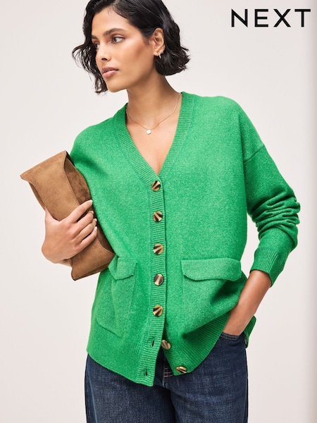 亮綠色 - Supersoft Mid Length V-neck Cardigan