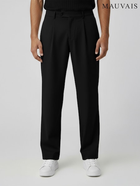 ブラック - MAUVAIS Como Relaxed Fit Pleated Tailored Trousers (Y40671) | ¥ 11,990