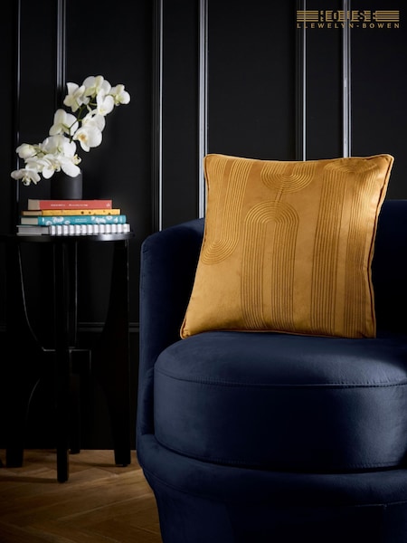 Laurence Llewelyn-Bowen Ochre Diva Embroidery Velvet Filled Cushion (Y40691) | Rp 506,000