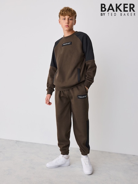 Brun/Svart - Baker By Ted Baker Oversized Brown/black Nylon Sweatshirt And Joggers Set
