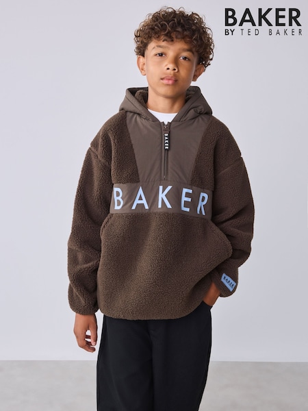 Brown - Baker By Ted Baker Funnel Neck Fleece