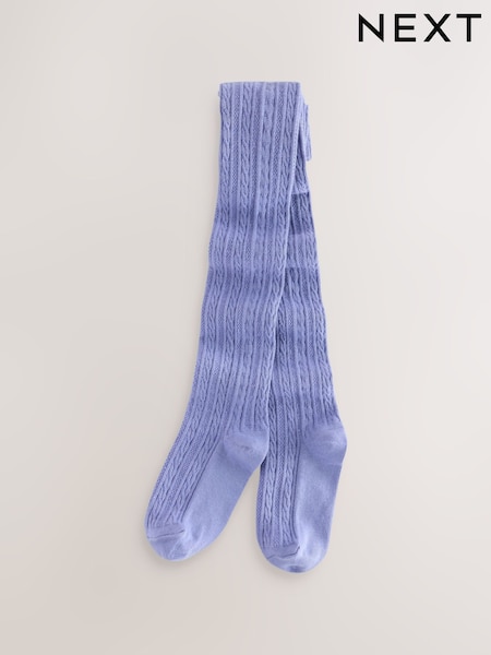 Blue - Cotton Rich Cable Tights