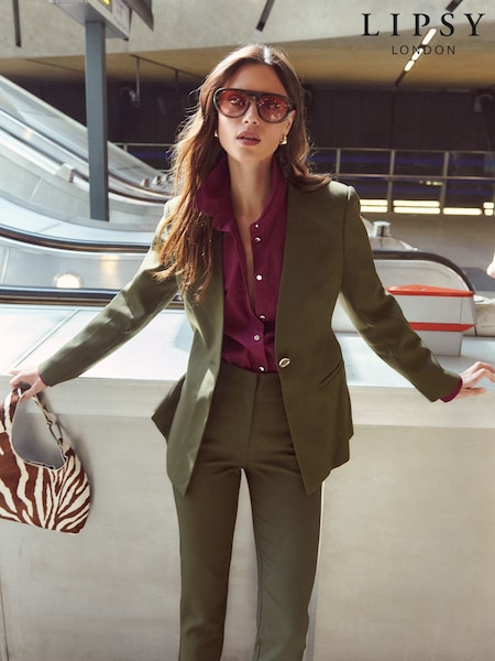 Olive Green - Lipsy Collarless Blazer