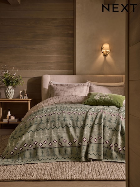 Knitted Christmas Fair Isle Throw