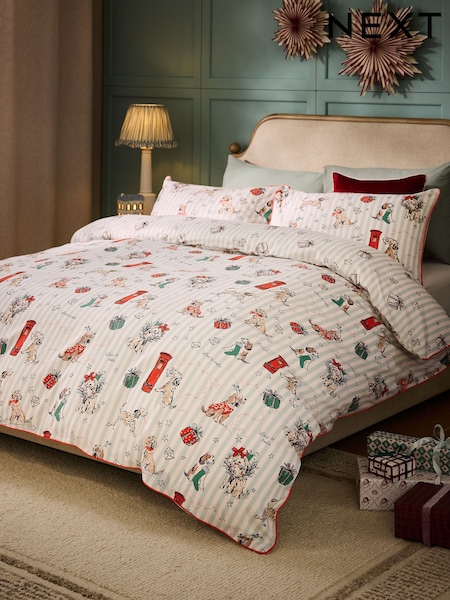 Christmas Brushed Cotton Duvet Cover And Pillowcase Set
