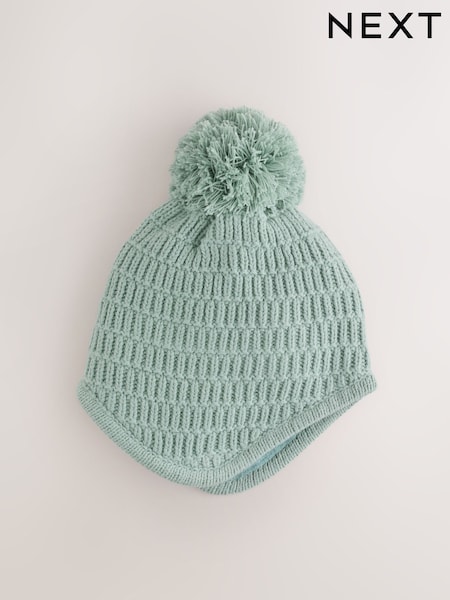 Sage Green - Knitted Trapper Baby Hat