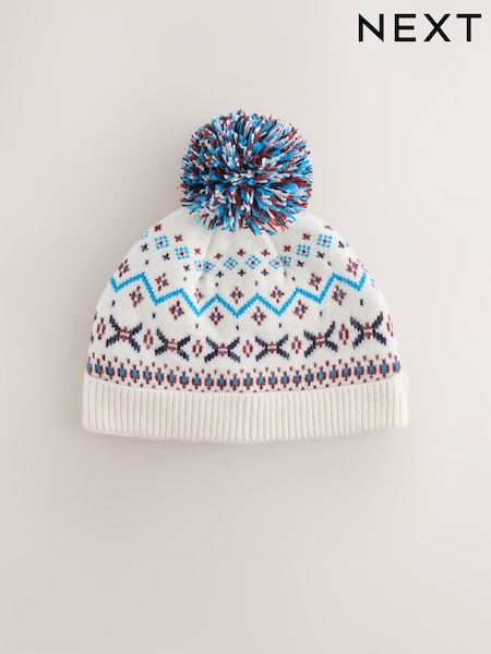 Fairisle - Knitted Baby Hat With Pom