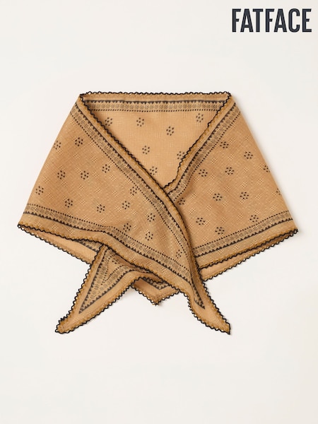 Mustard Yellow - Fatface Scattered Spot Triangle Scarf