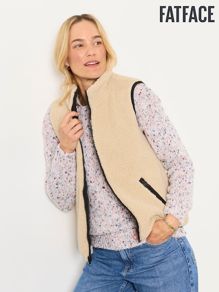 Black - Fatface Padded Borg Fleece Gilet