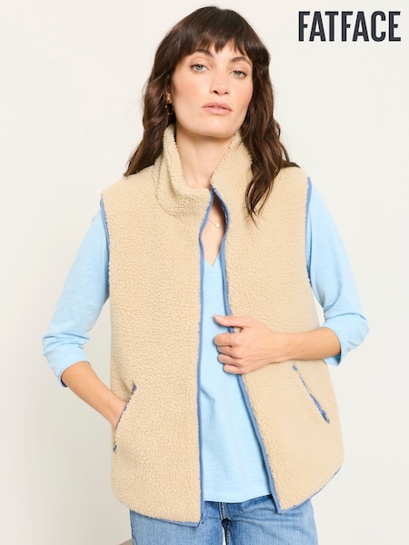 Blue Colourblock - Fatface Reversible Padded Borg Fleece Gilet