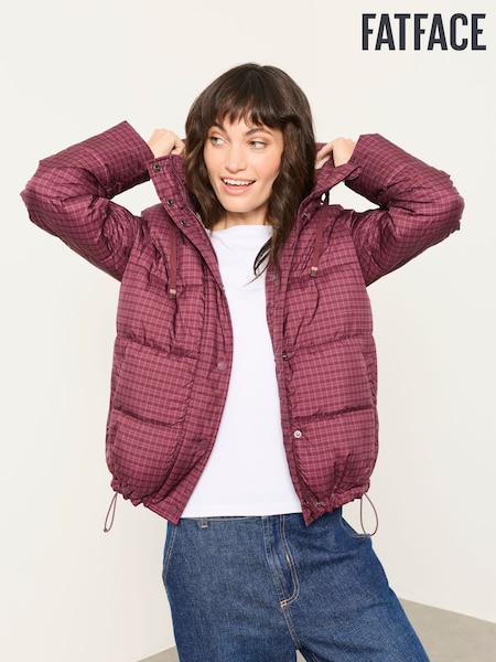 Purple - Fatface Short Puffer Jacket