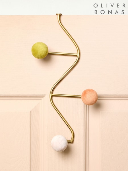 Oliver Bonas Multi Gold Velvet Vertical Over Door Storage Hooks (Y41342) | SGD 48