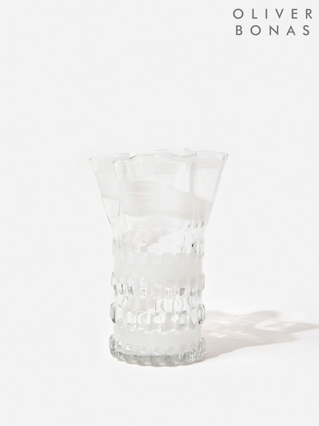 Oliver Bonas White Juana Spiral Clear Glass Vase (Y41354) | $87