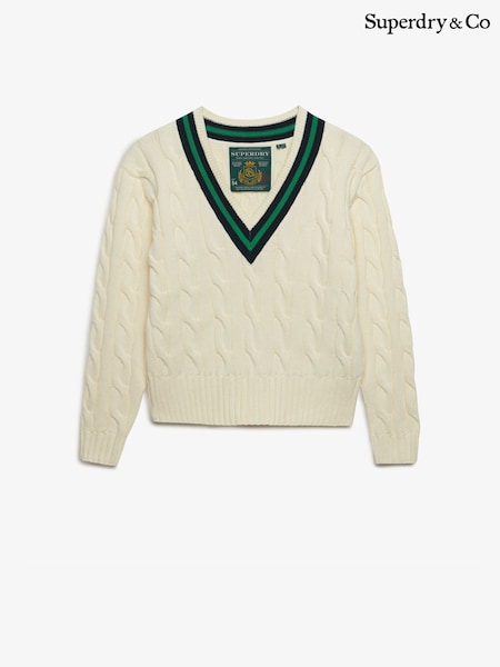Cream - Superdry Classic Cable Cricket Knit Jumper