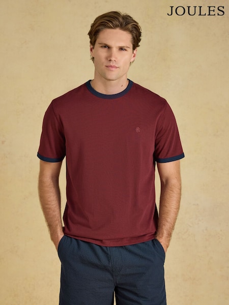 Burgundy Red - Regular Joules Rugby Club Crew Neck Cotton T-shirt