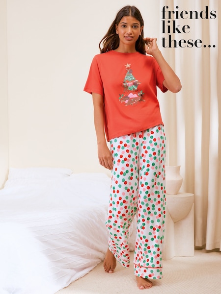 Red Sausage Dog Christmas Tree - Friends Like These Short Sleeve Pyjamas