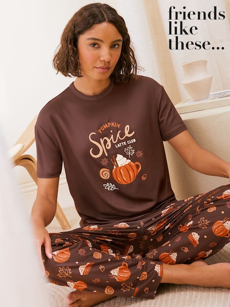 Brown Pumpkin - Friends Like These Short Sleeve Jogger Pyjamas