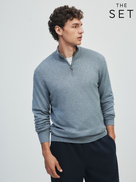 ខ្មៅ/ប្រផេះ - Regular The Set 3 Pack Quarter Zip Knit Jumpers