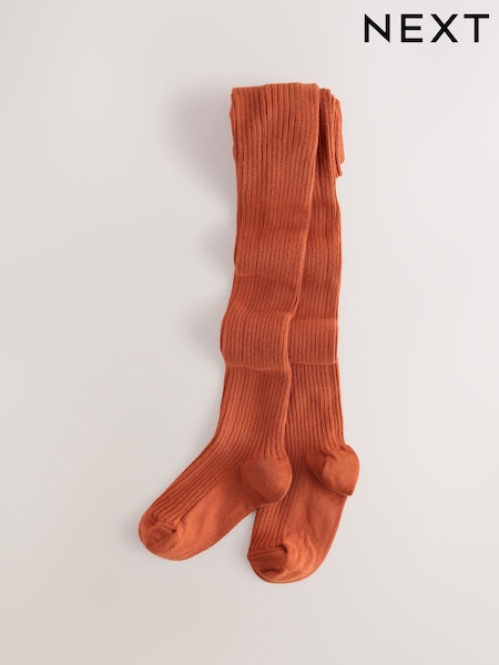 Rust Brown - Cotton Rich Rib Tights